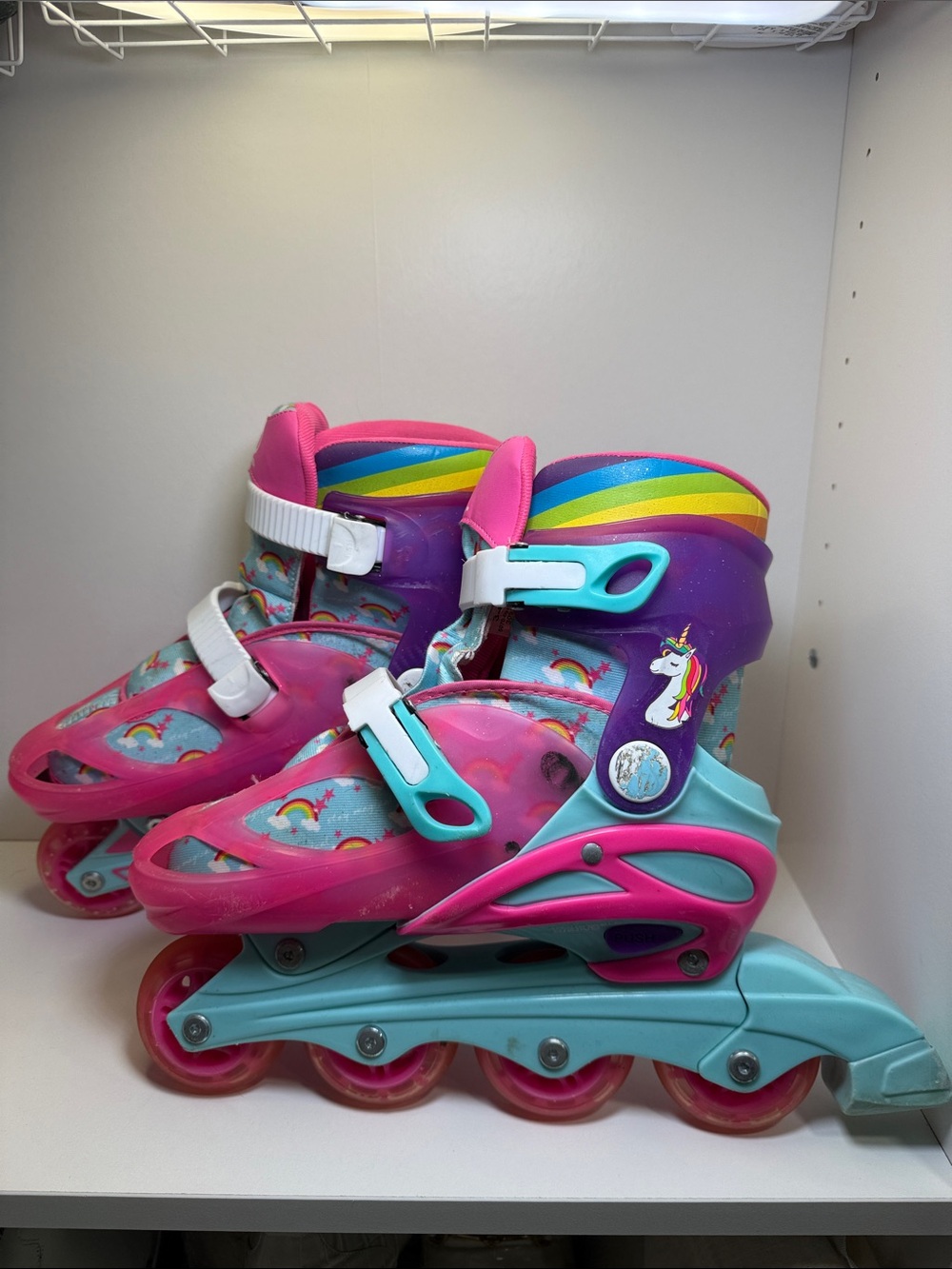 Kids' Pink & Purple Unicorn Adjustable Inline and Rolled Skates